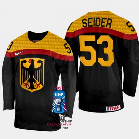 Deutschland Trikot Moritz Seider 53 IIHF World Championship 2023 Schwarz - Herren
